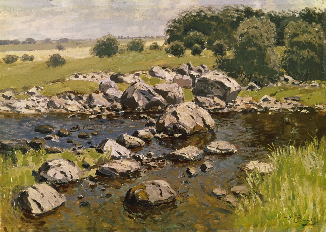 石のある風景、c。 1910 作： ヴィルヘルムス紫斑病