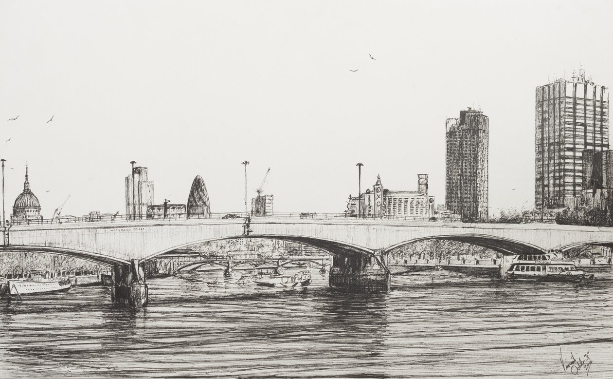 ウォータールーブリッジロンドン、2006年（Ink on Paper） 作： ヴィンセントアレクサンダーブース