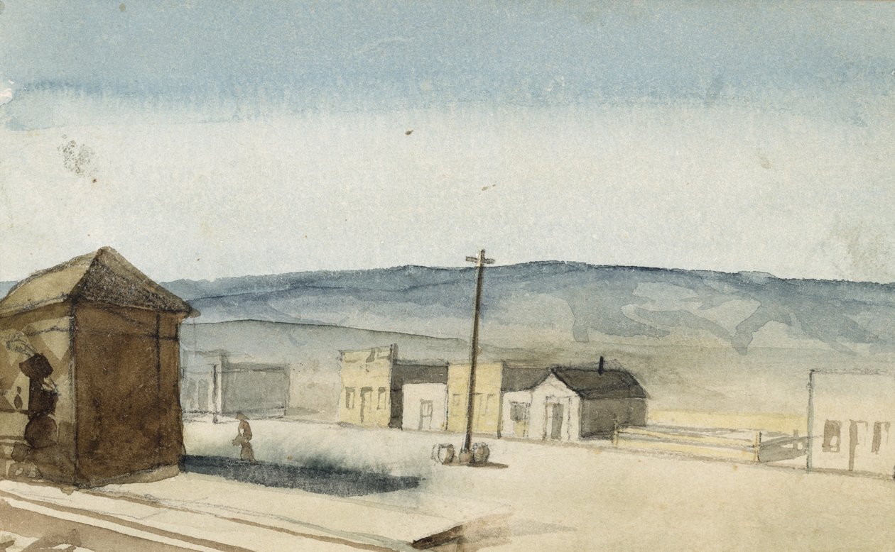 アイダホ州北太平洋鉄道の駅、1869-71（紙にトイレ） 作： ヴィンセント・コリア