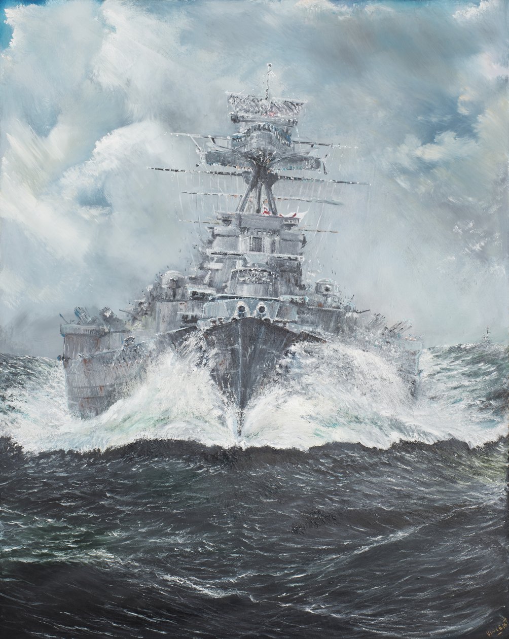 HMSフードは1941年5月23日、ビスマルクに向かいます（2014年5月23日、油彩、キャンバス）。 作： ヴィンセントアレクサンダーブース