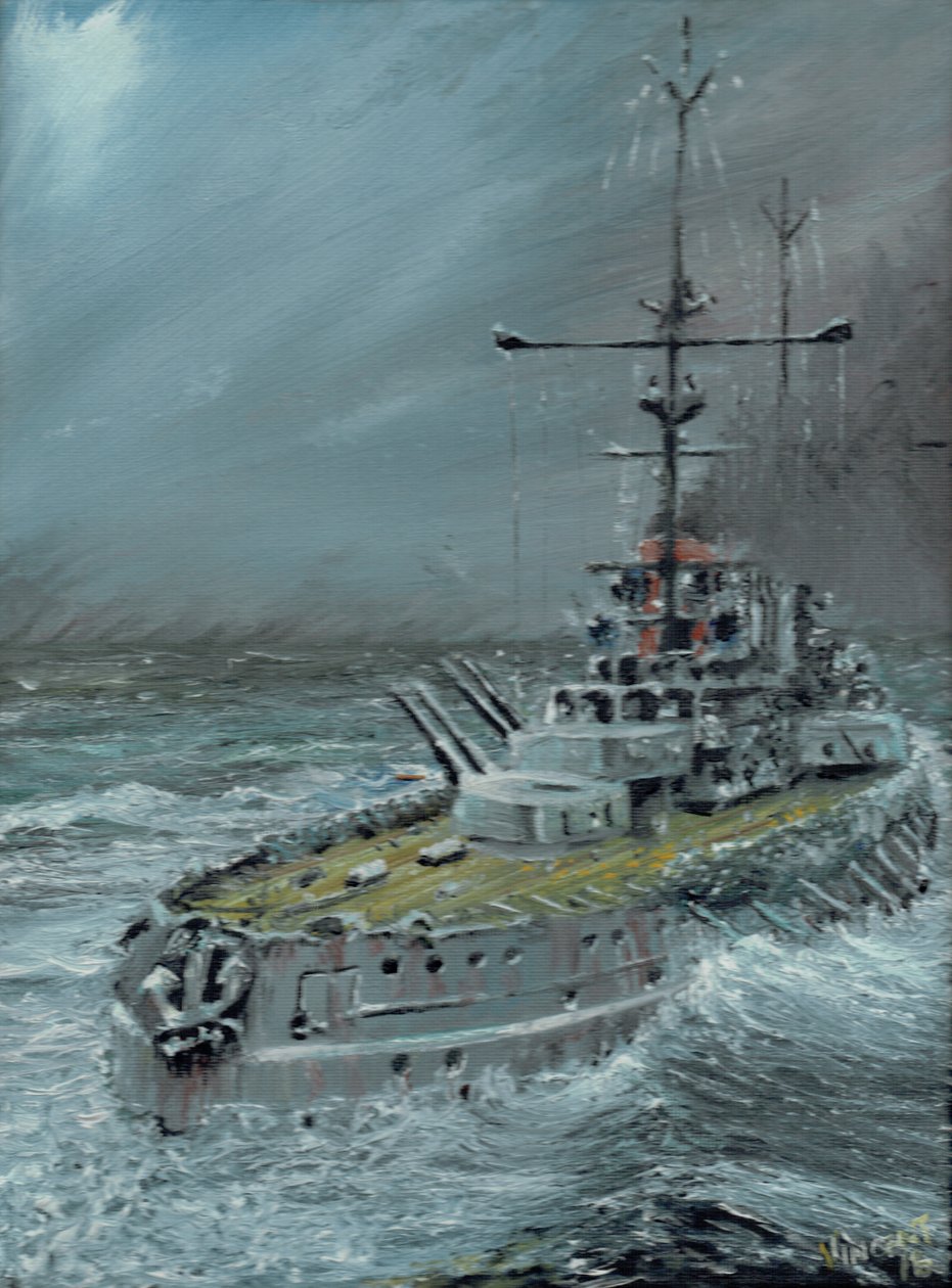 SMS Friedrich der Grosse at Jutland 1916、2016、（oil on canvas board） 作： ヴィンセントアレクサンダーブース