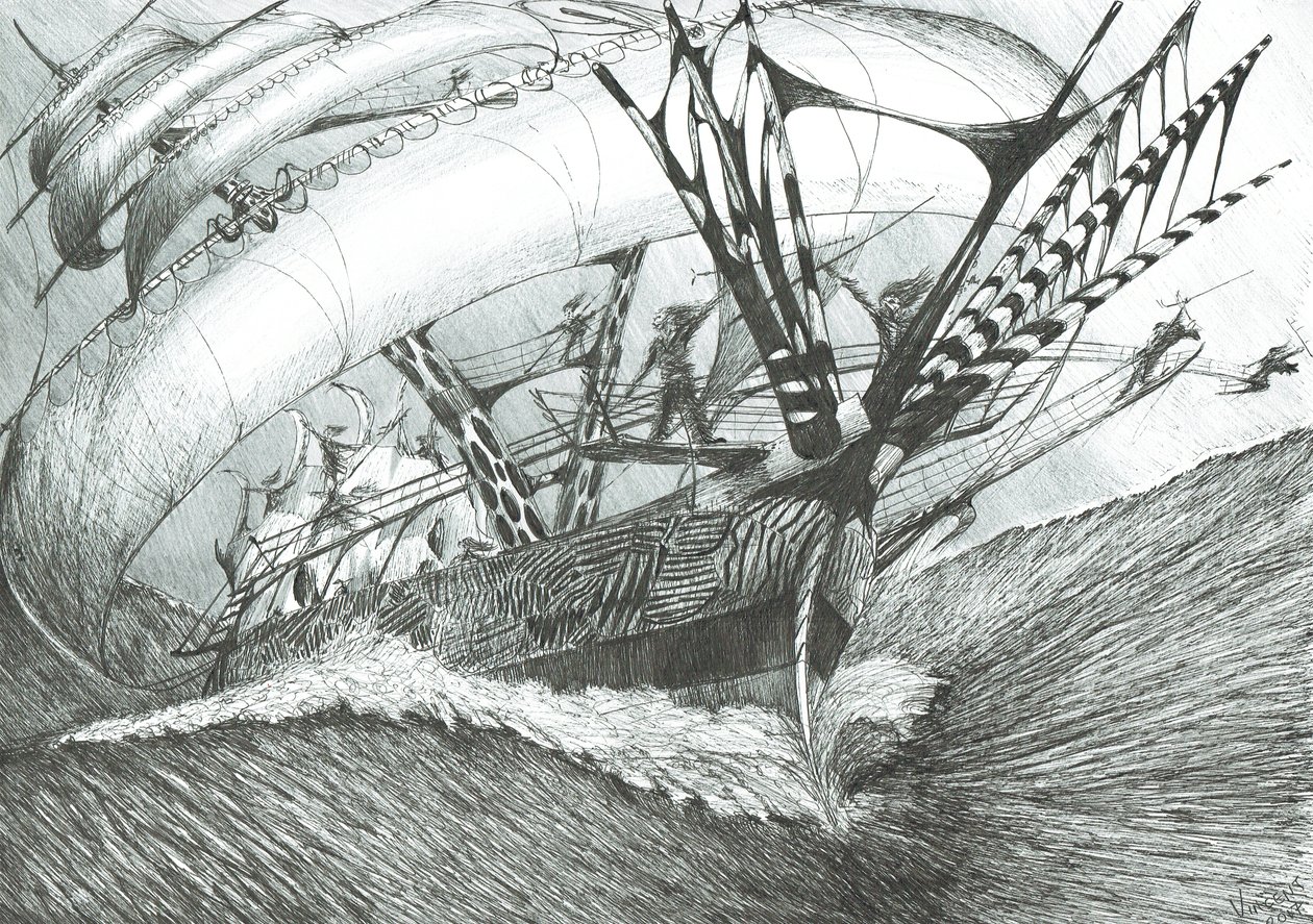 Storm Creators Antarctic Ocean、2017、（Ink on Paper 作： ヴィンセントアレクサンダーブース