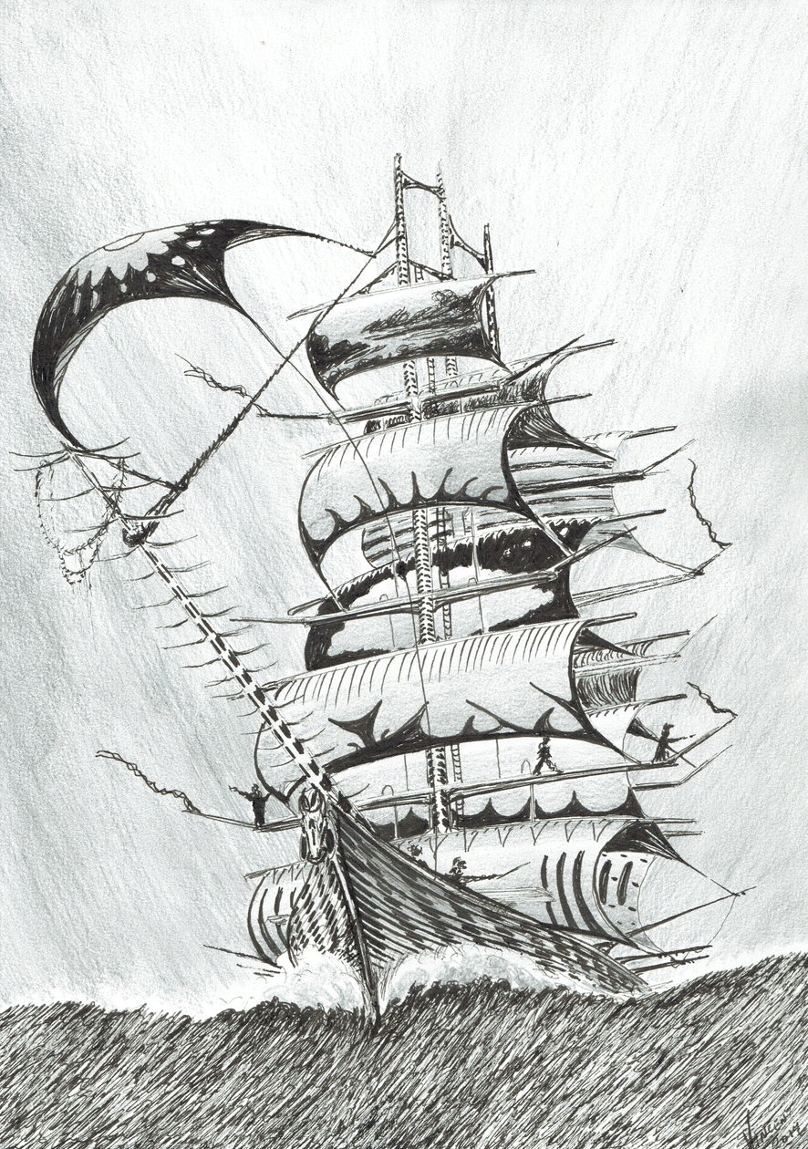 Storm Creators Durville Sea、2017年（紙にインク） 作： ヴィンセントアレクサンダーブース