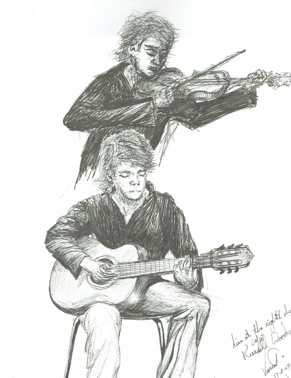 The Guitarist and violinist at 8th day cafe Manchester, 2007 作： ヴィンセントアレクサンダーブース
