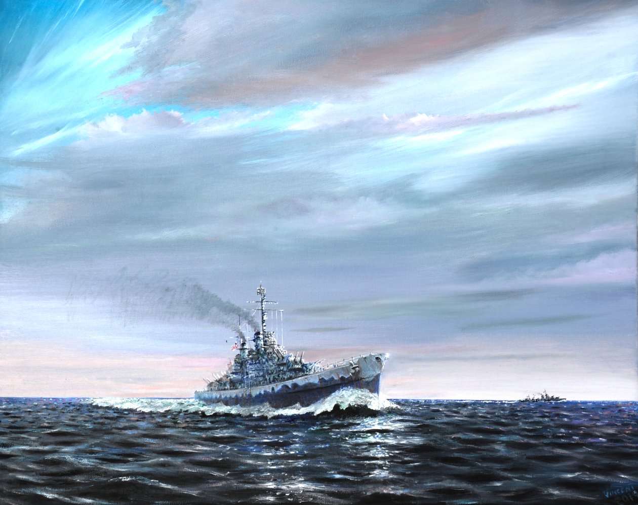 ガーダルカナルを哨戒するUSSアトランタ 1942年、2019年 作： ヴィンセントアレクサンダーブース