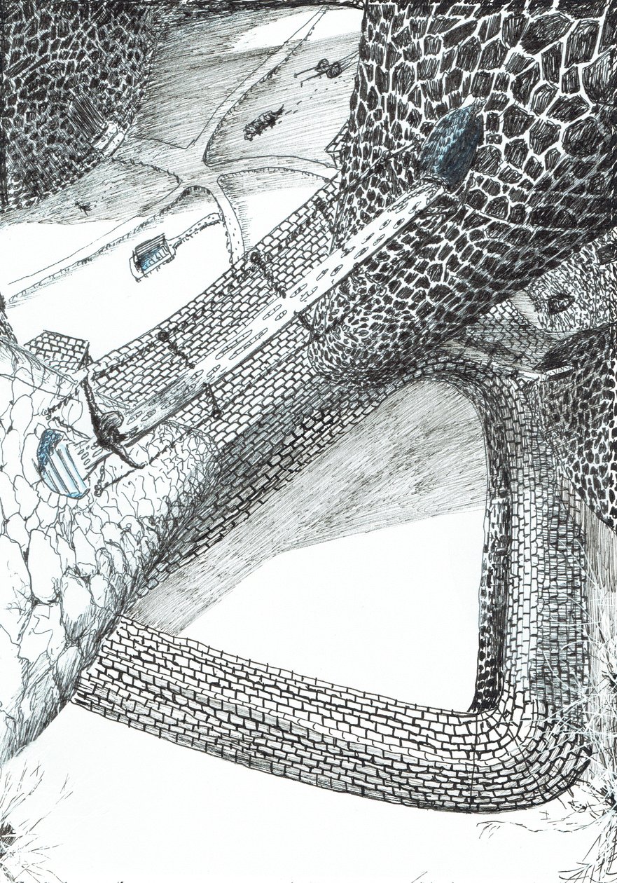 page31、フィンドホーンの森の城、2006年（紙にインク） 作： ヴィンセントアレクサンダーブース