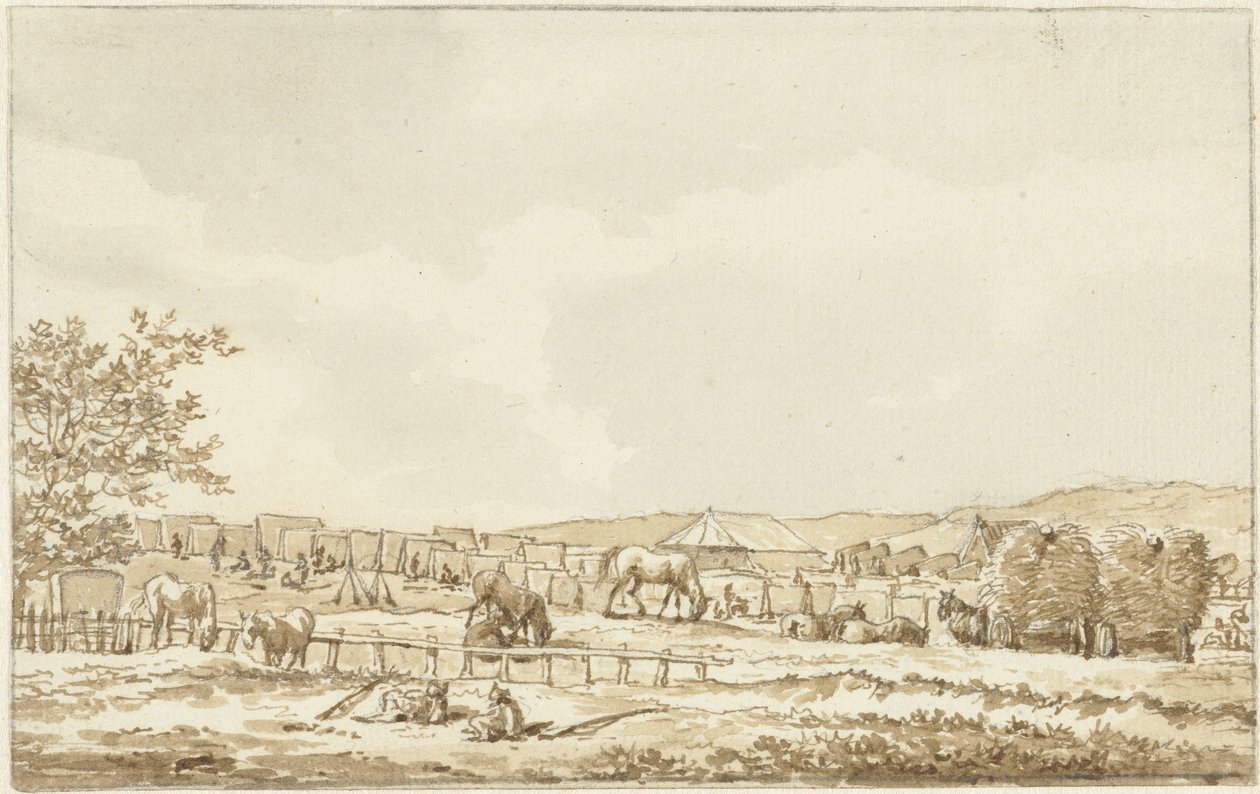 1787 年 9 月 19 日、Overveen の Droogberg の陸軍キャンプ 作： ヴィンセント・ヤンス。ファンデルヴィン