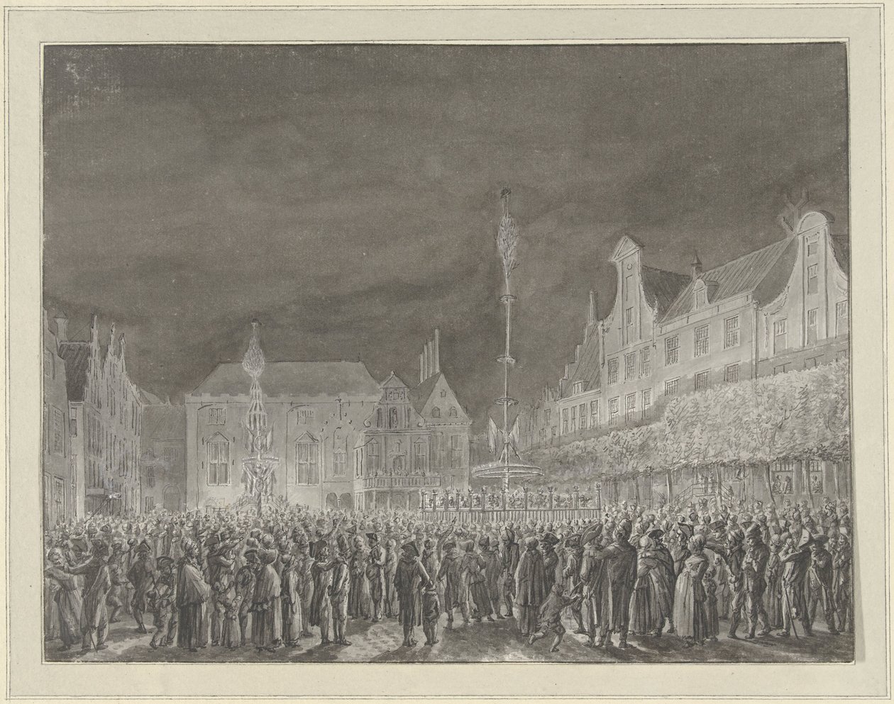 1795 年、ハールレムのマルクト広場でのフランスとの同盟宣言の祝典 作： ヴィンセント・ヤンス。ファンデルヴィン