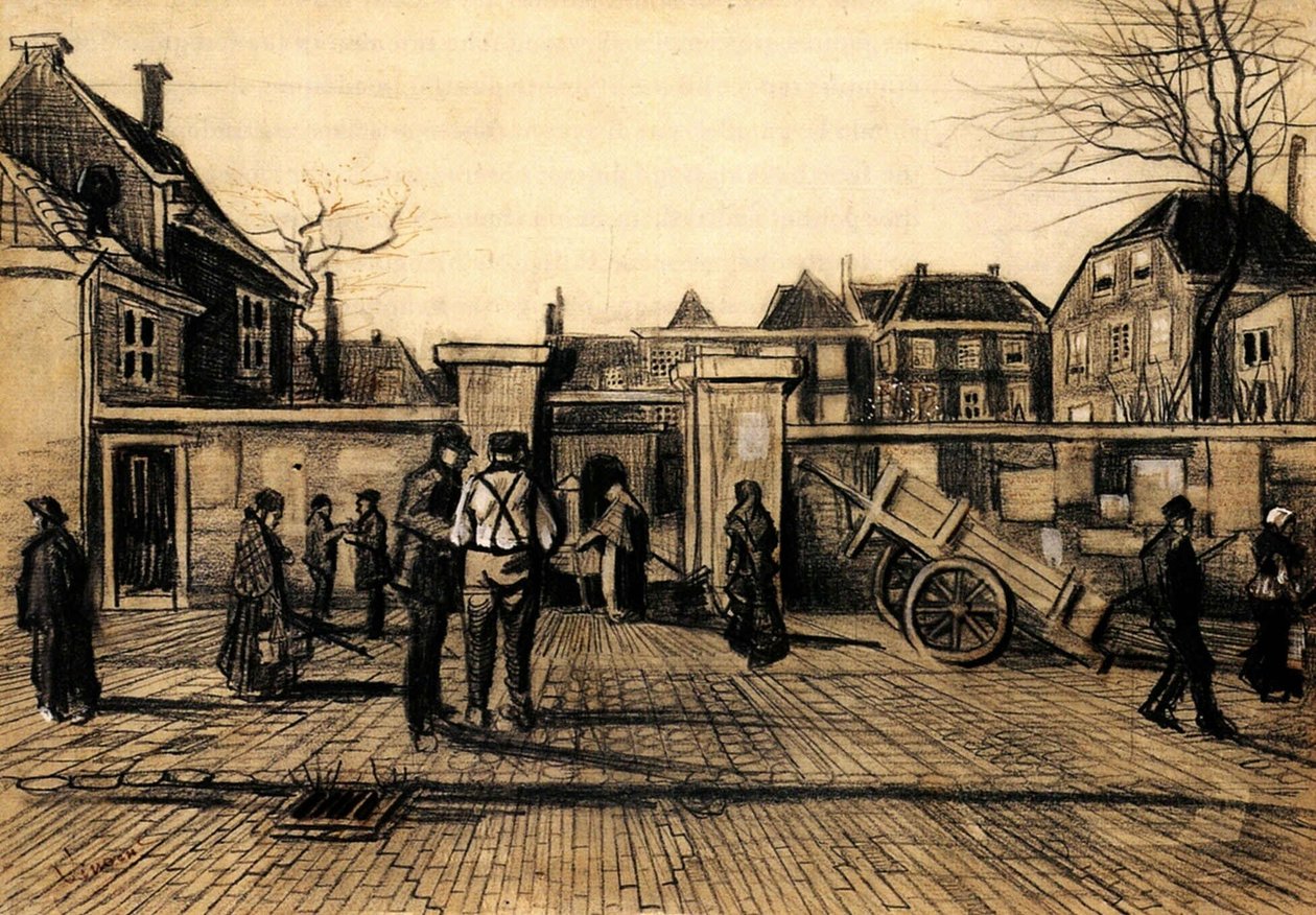 1882年、ハーグのレニング銀行入り口。フィンセント・ファン・ゴッホ 作： ヴィンセント・ヴァン・ゴッホ