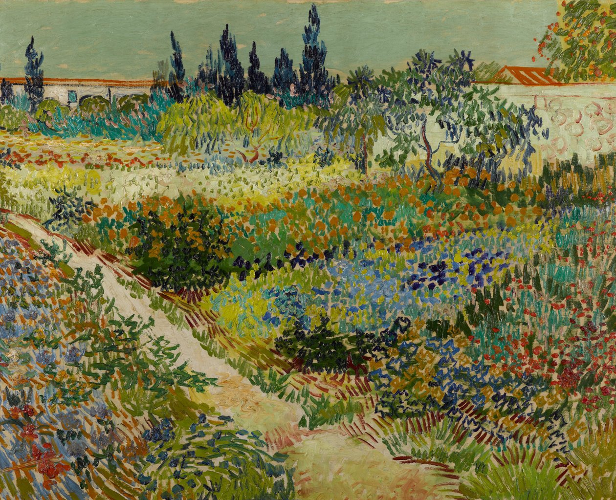 オランダ語：Tuin te Arles 小道のある花の庭 作： ヴィンセント・ヴァン・ゴッホ