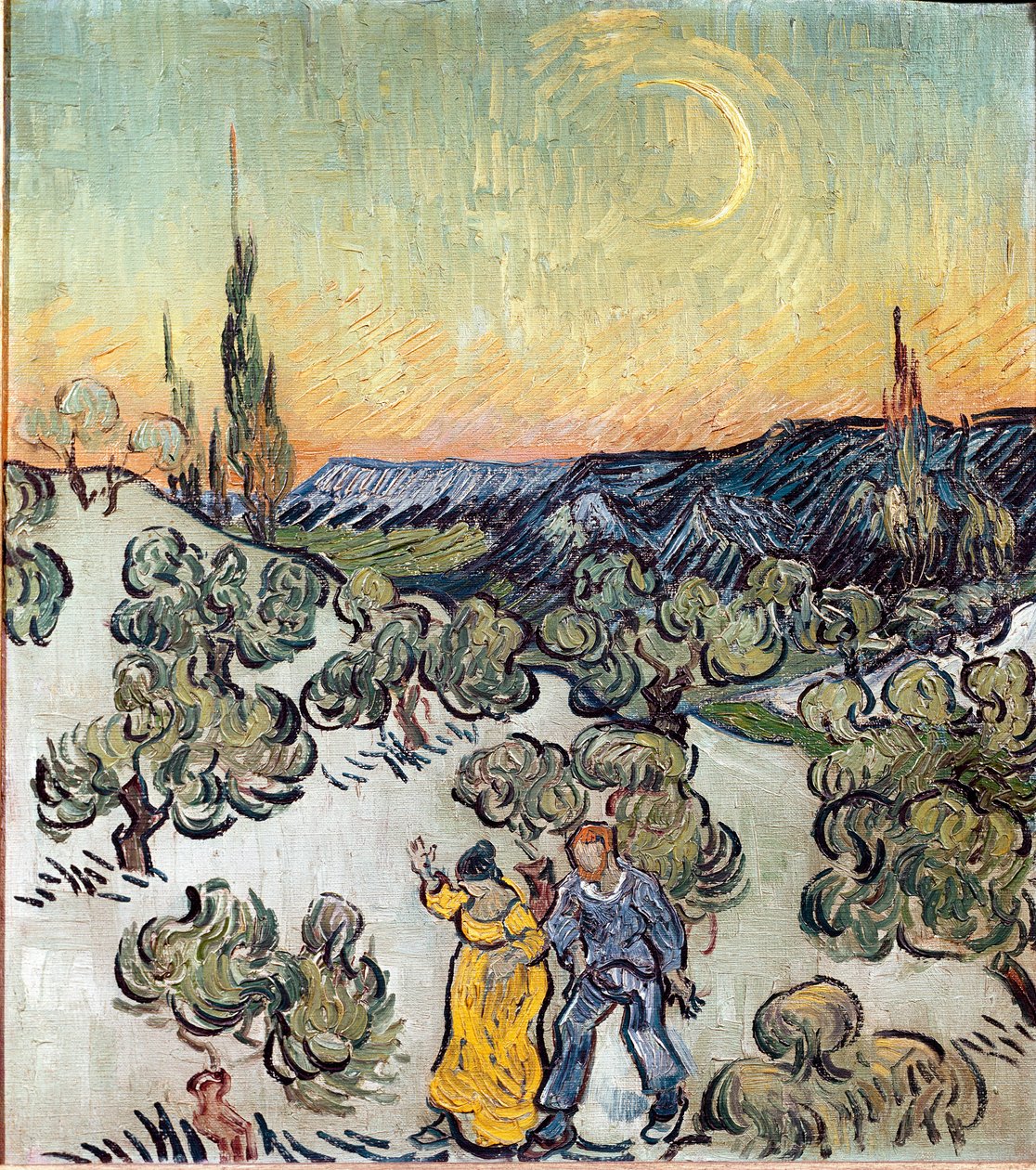 夕暮れ時の風景（サン・レミーまたはサン・レミー）。フィンセント・ファン・ゴッホ（1853-1890）の絵画 作： ヴィンセント・ヴァン・ゴッホ