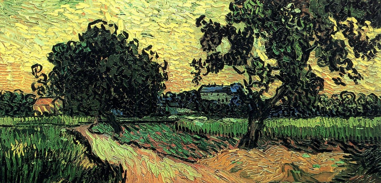 夕暮れのオーヴェール城のある風景 作： ヴィンセント・ヴァン・ゴッホ