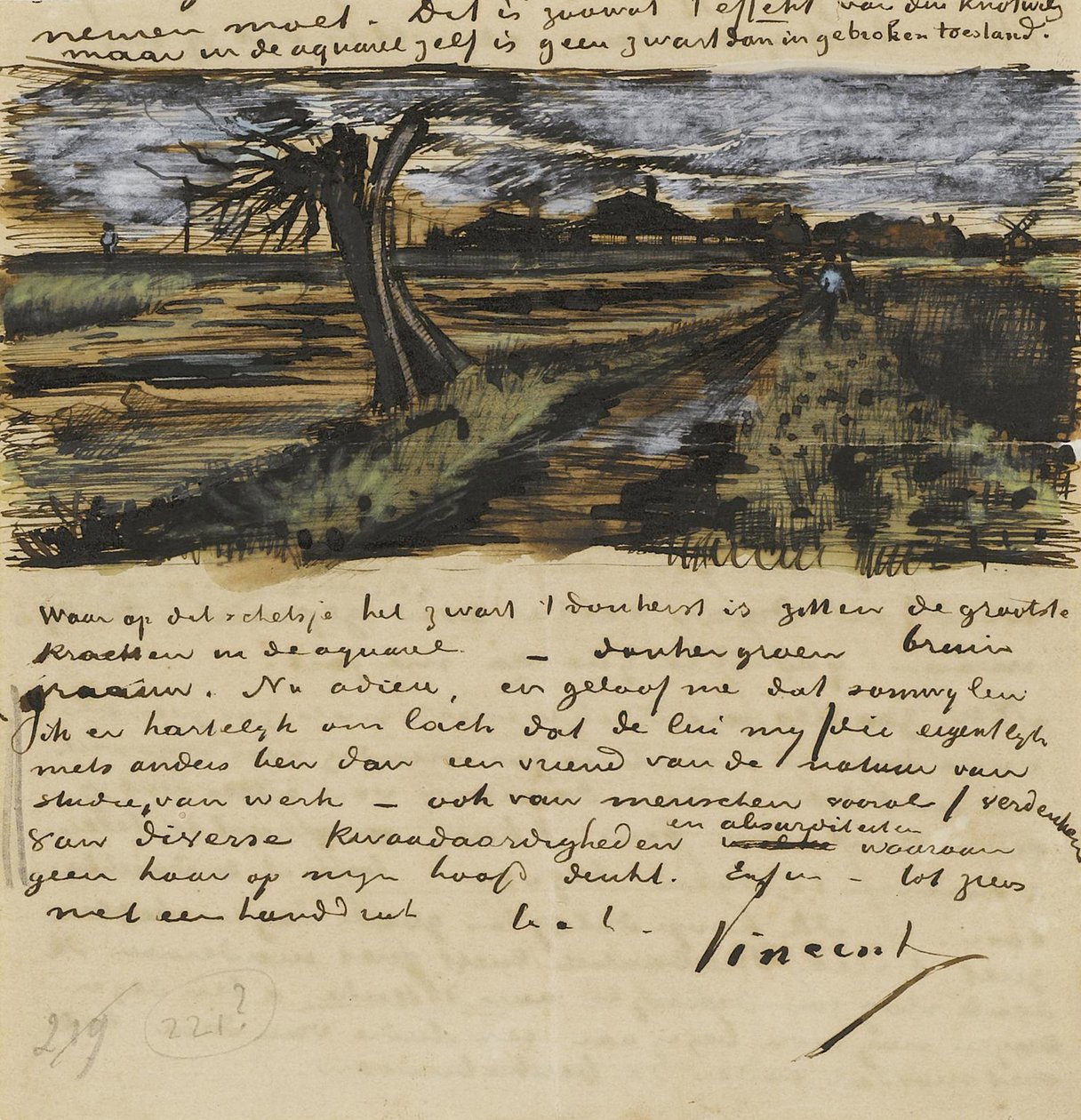 ポラード・ウィラウン（ソウル・テタール）。テオ・ファン・ゴッホへの手紙 par Gogh, Vincent, van (1853-1890).水彩画、ガッシュ、紙 作： ヴィンセント・ヴァン・ゴッホ