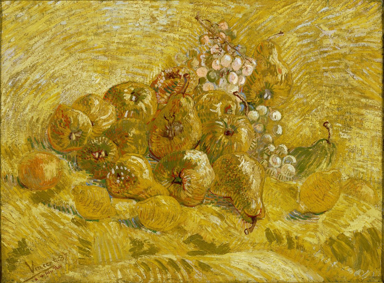 マルメロ、レモン、梨、ブドウ、1887-1888 作： ヴィンセント・ヴァン・ゴッホ