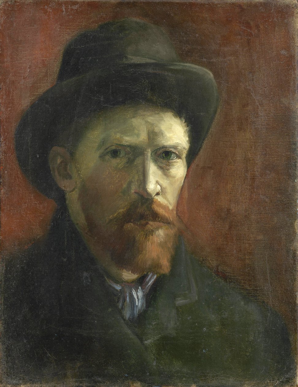 フェルトの帽子をかぶった自画像 パー・ゴッホ、フィンセント、ファン（1853-1890）。キャンバスに油彩、サイズ：41,5x32,5 作： ヴィンセント・ヴァン・ゴッホ
