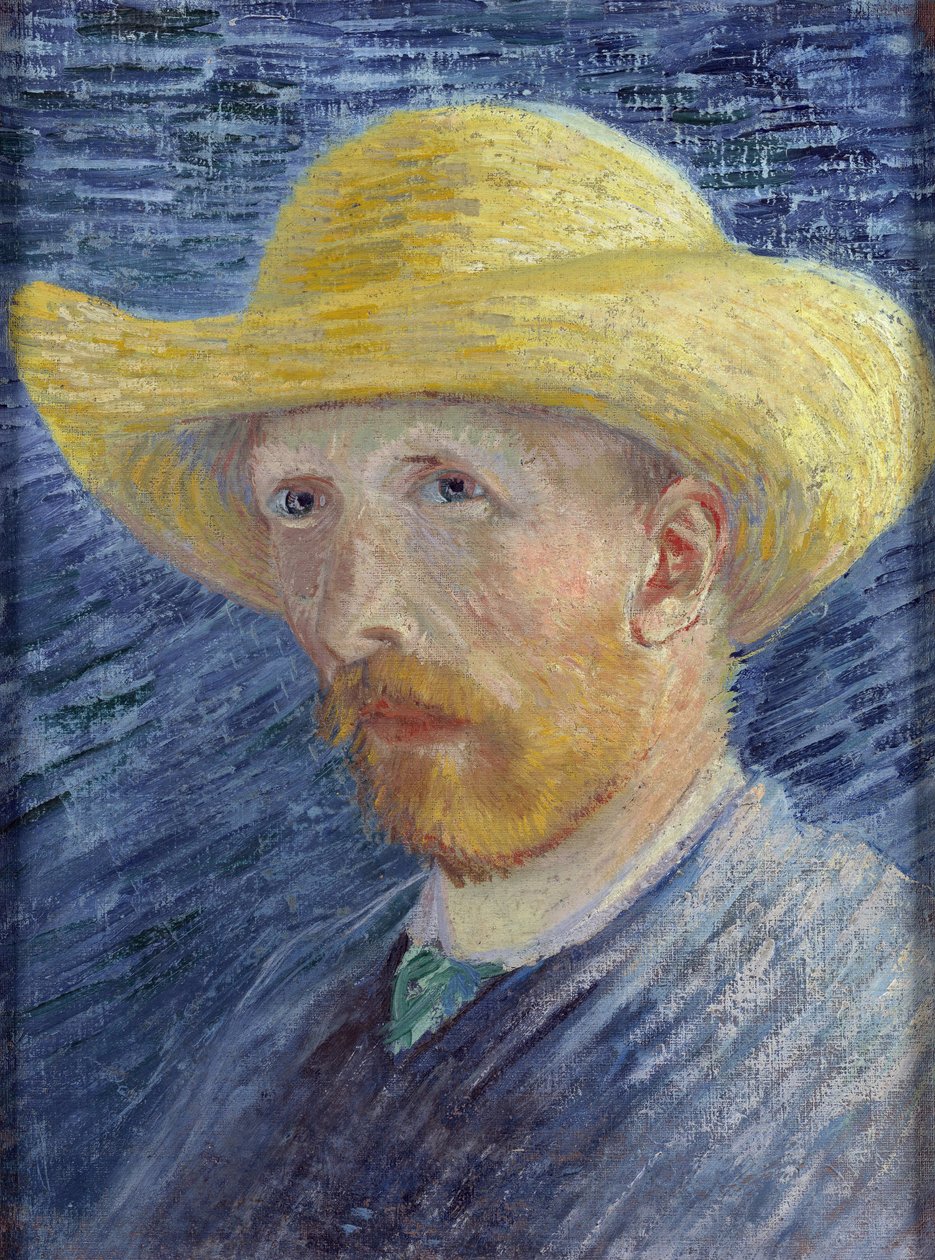 麦わら帽子をかぶった自画像 パー・ゴッホ、フィンセント、ファン（1853-1890）。キャンバスに油彩、サイズ：41,8x31,5 作： ヴィンセント・ヴァン・ゴッホ