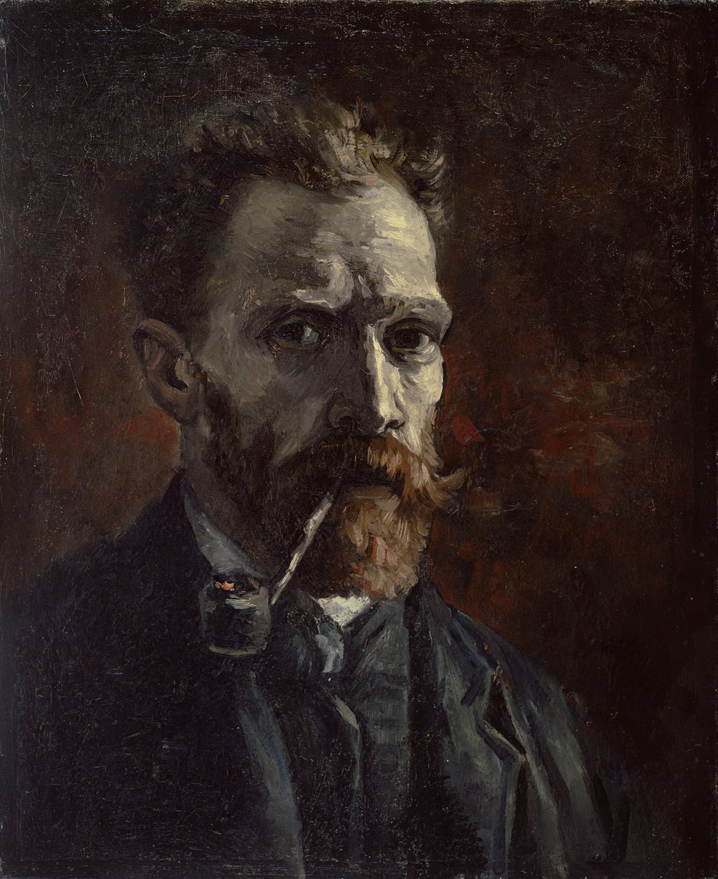 パイプ付き自画像、1886 作： ヴィンセント・ヴァン・ゴッホ