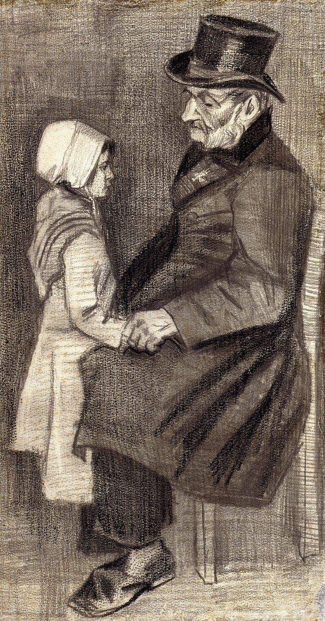 小さな女の子と一緒に座っている男;フィレと座っている男、1882 作： ヴィンセント・ヴァン・ゴッホ