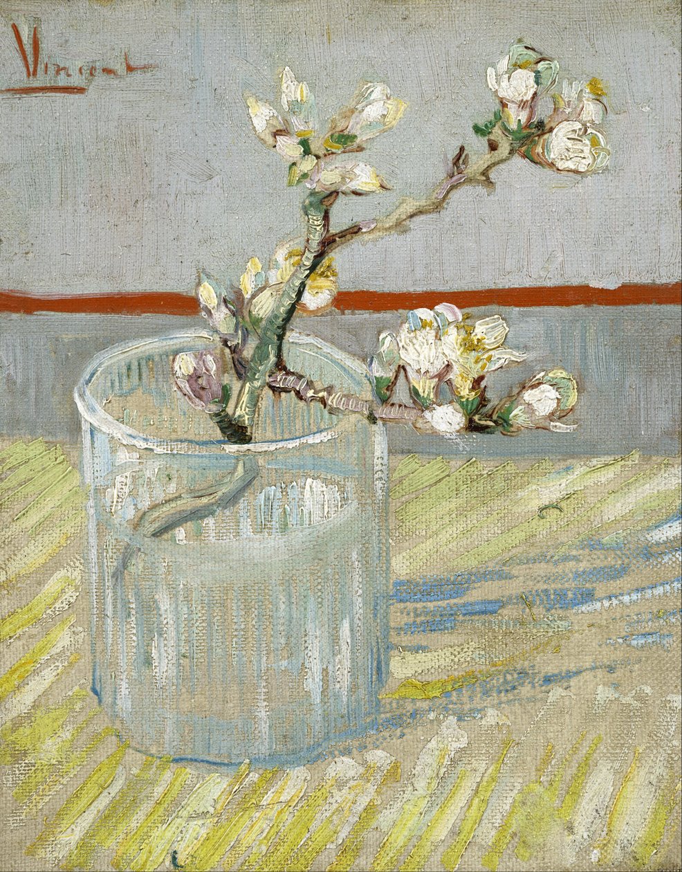 グラスに挿したアーモンドの花の枝 作： ヴィンセント・ヴァン・ゴッホ