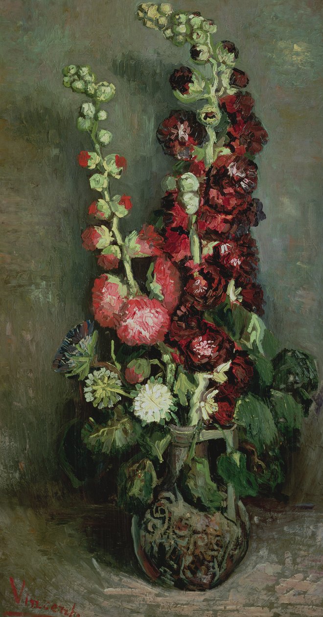 Hollyhocksの花瓶、1886 | アートプリント