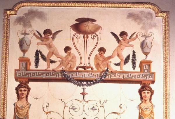 ポンペイ音楽室の壁、1777-80の詳細 作： ヴィンチェンツォ・ヴァルドレ