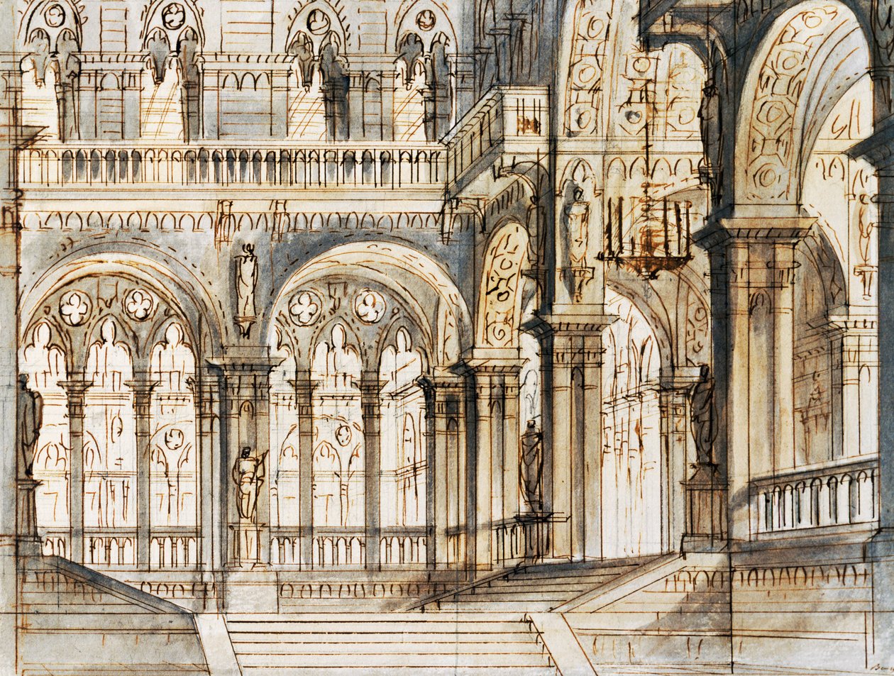Set design by Francesco Bagnara for third scene of Capuleti and Montecchi, opera by Vincenzo Bellini (1801-1835), performed at La Fenice Theatre in Venice   1462273   ja       japanese Successfully Translated  Original: Animals Firebird_5 Translat: Animals 作： ヴィンチェンツォベッリーニ