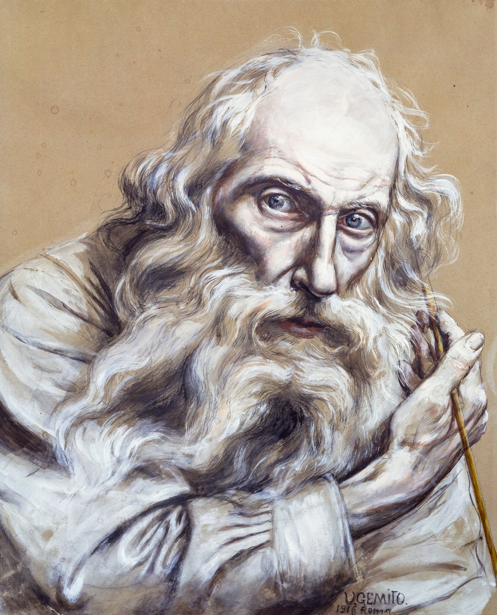ヴィンチェンツォ・ジェミート（1852-1929）の自画像、紙にテンペラ、50x40cm 作： ヴィンチェンツォ・ジェミト