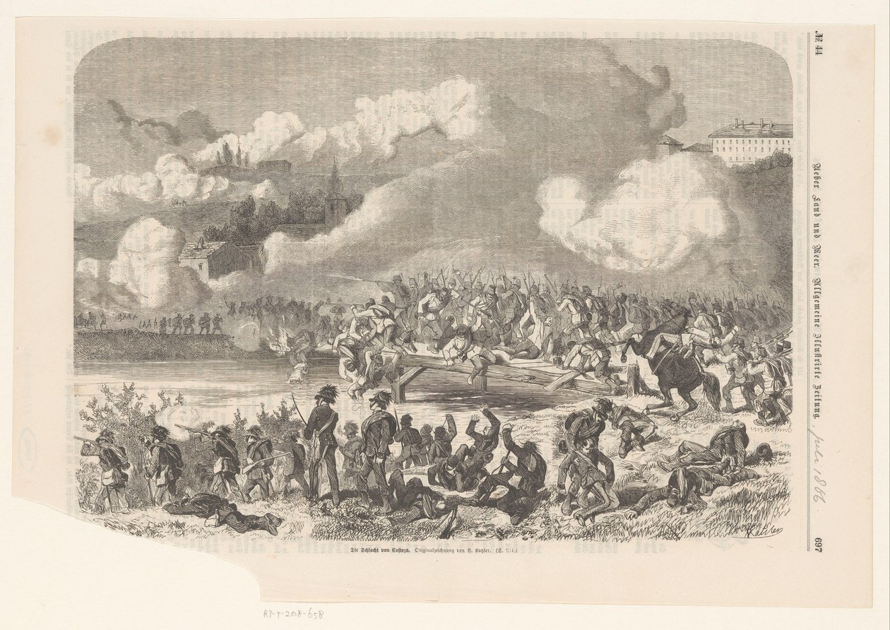 クストーザの戦い、1866 年 Die Schlacht con Custoza (オブジェクトのタイトル) 作： ヴィンセント・カッツラー