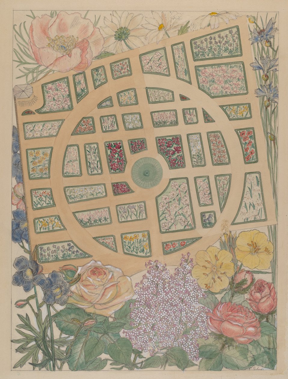 マダム・ジュメルの庭、c。 1936年。 作： バージニアリチャーズ