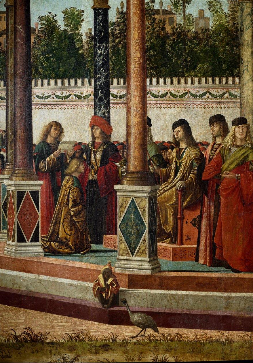 Zyklus des Lebens der Heiligen Ursula (bretonische Prinzessin). Dritte Episode: Die Rückkehr der Botschafter zum König von England (Detail) von Vittore Carpaccio