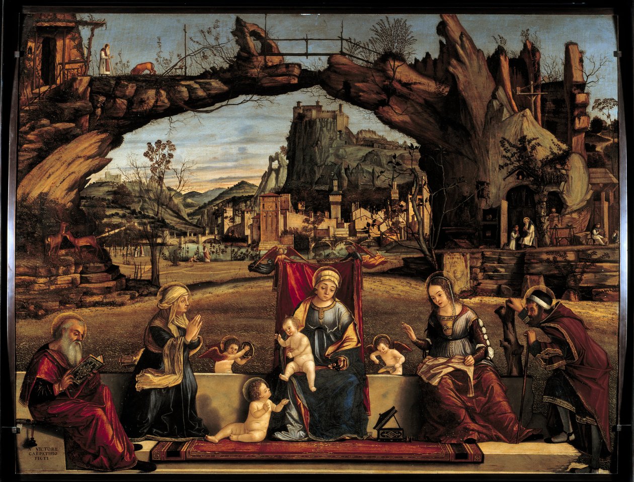 聖なる会話 ヴィットーレ・カルパッチョ（1450-1526）の絵画 16世紀 日0.98x1.27 m アヴィニョン、小宮殿の博物館 作： ヴィットーレカルパッチョ