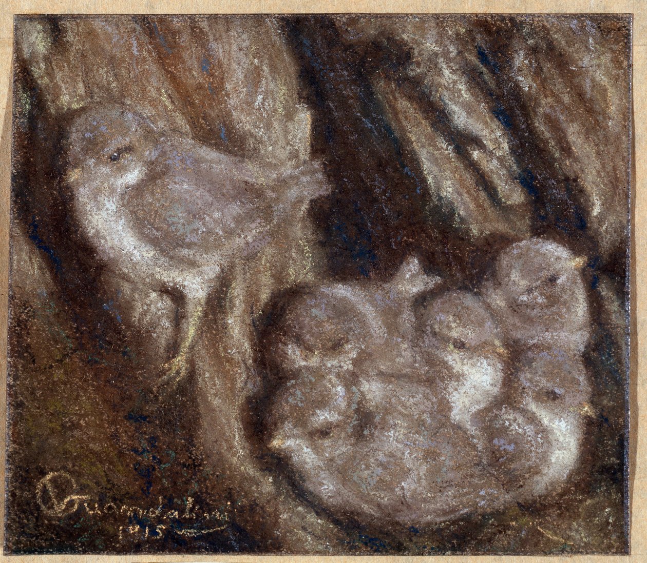 ヴィットリオ・グアンダリーニ(1861-1923)の「La couvee Pastel」。 作： ヴィットリオ・ガンダリーニ