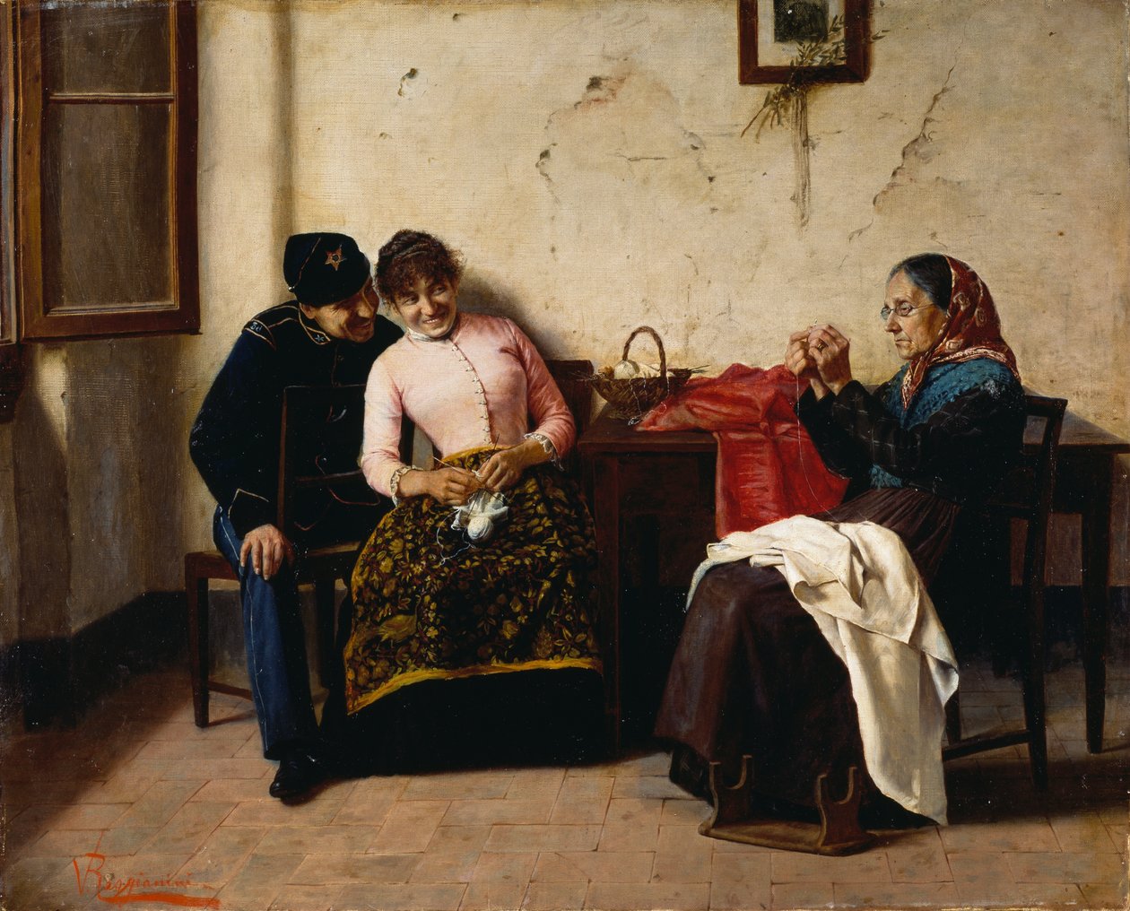 求婚者、ヴィットリオ・レッジャニーニ作（1858-1938）、キャンバスに油彩、65x59.5cm 作： ヴィットリオ・レッジャーニーニ