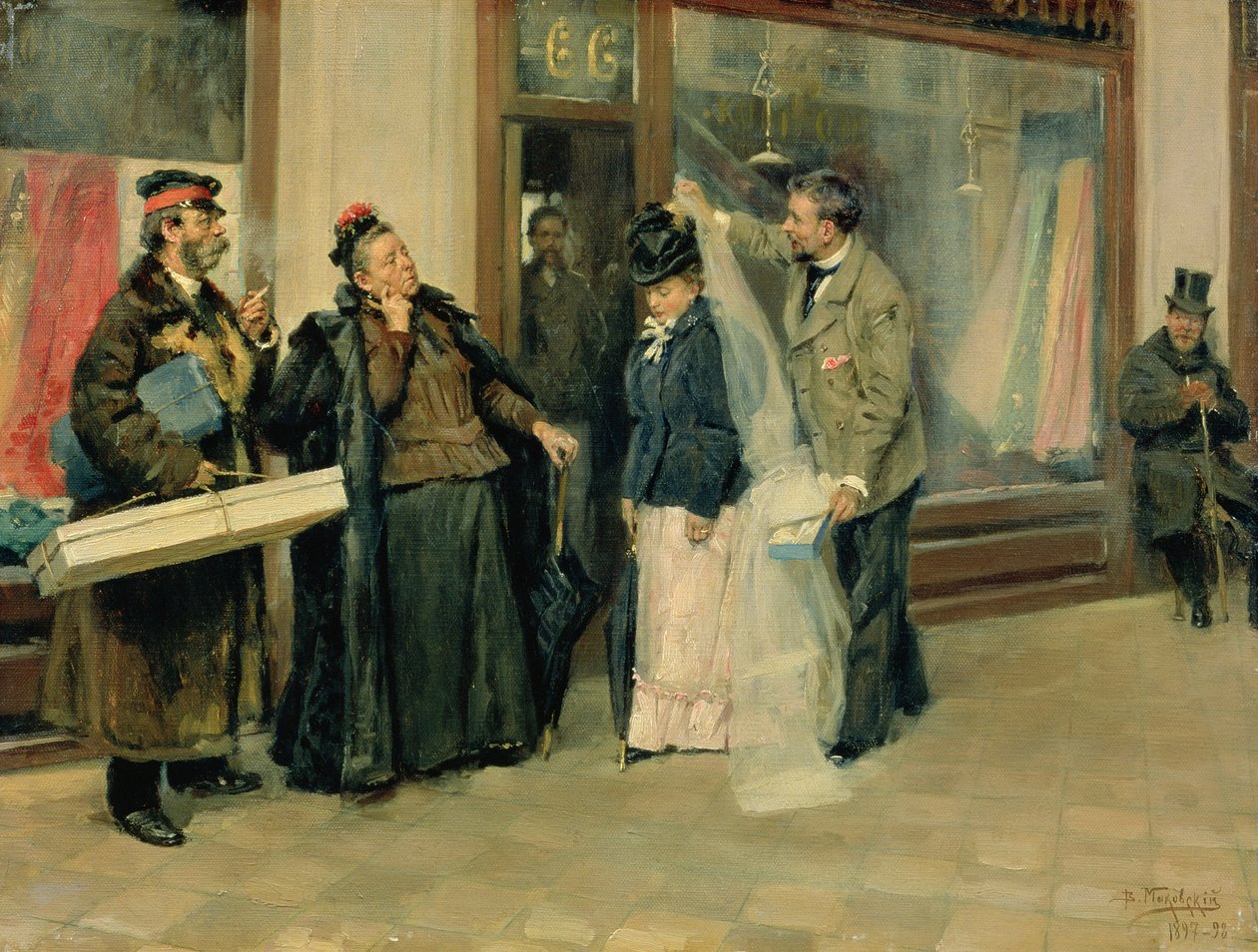 結婚式のプレゼントの選択、1897-98 作： ウラジミール・エゴロヴィッチ・マコフスキー