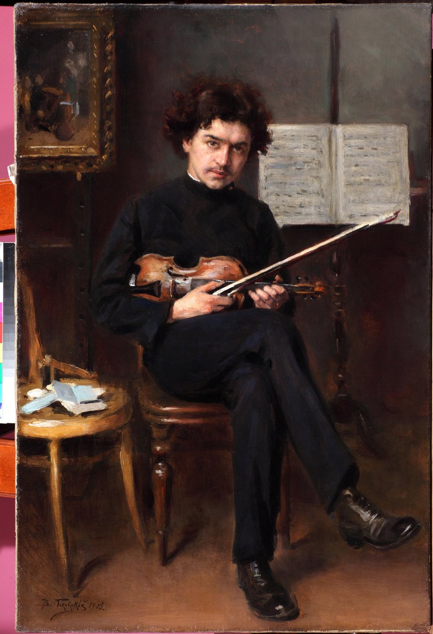 ヴァイオリニスト兼作曲家ヤン・クーベリック（1880-1940）の肖像 par Vladimir Yegorovich (Egorovitch) Makovsky (Makovski) (1846-1920) 作： ウラジミール・エゴロヴィッチ・マコフスキー