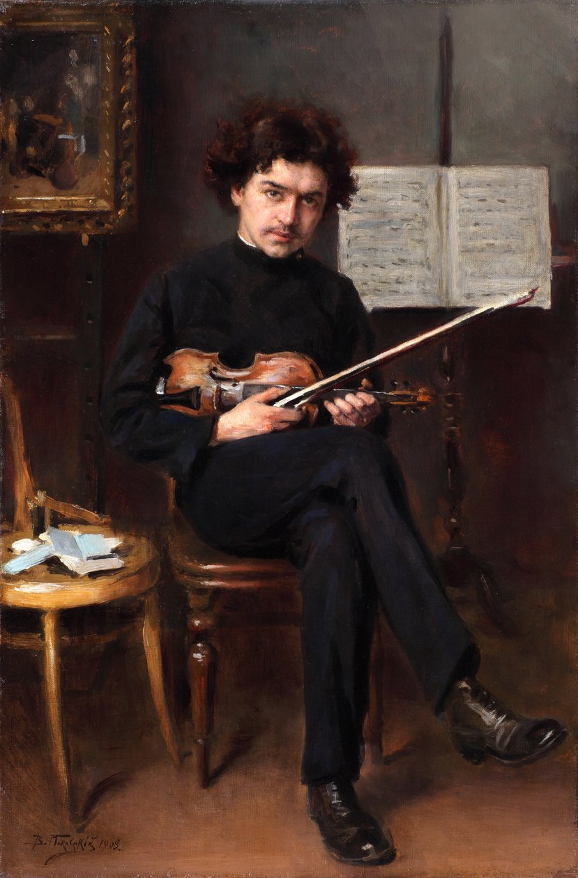 バイオリニストで作曲家のヤン・クベリクの肖像1880-1940、1908 作： ウラジミール・エゴロヴィッチ・マコフスキー