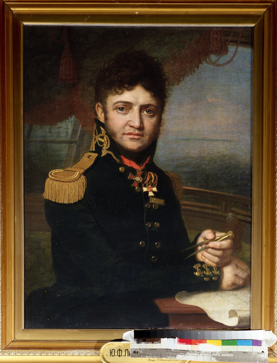 「「Portrait du navigateur et officier Yuri Lisyansky (Lisiansky ou Lisianski) (1773-1837)」」 Peinture de Vladimir Borovikovsky (Borovikovski) (1757-1825) 1810 国立中央海軍博物館 サンクトペテルブルク 作： ウラジミール・ルキッチ・ボロヴィコフスキー
