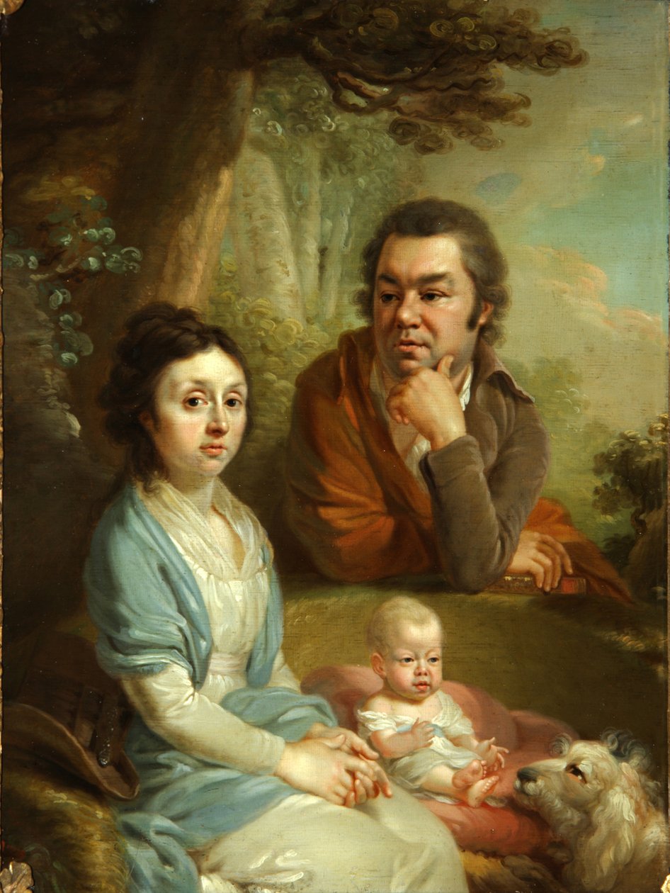 ヴァシリーネボルシンと彼の妻アヴドティアと子供の肖像画、1790年代末 作： ウラジミール・ルキッチ・ボロヴィコフスキー
