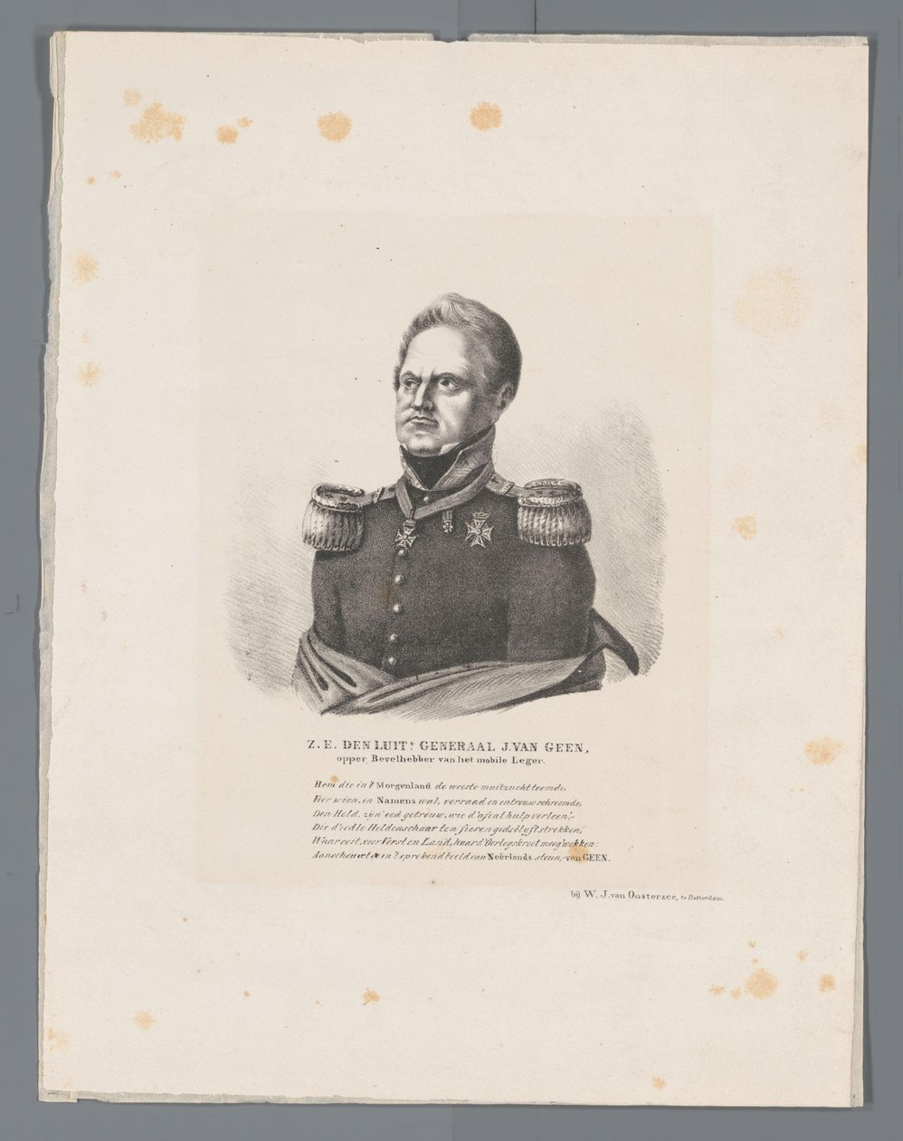 彼ら。 den 中将 J. ファン ジーン、移動軍の最高司令官 (オブジェクトの肩書) 作： WJヴァンオーステルゼー