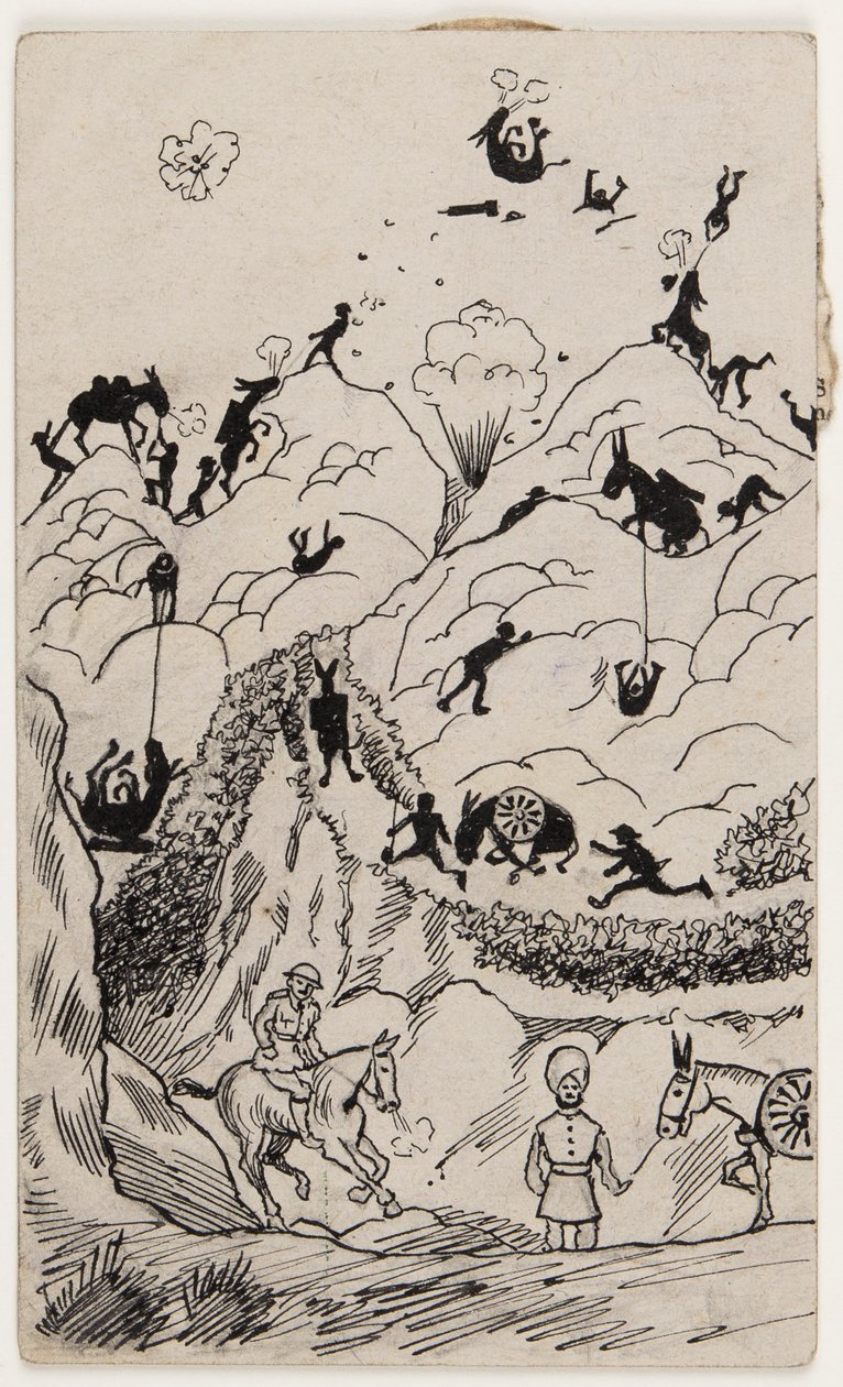バルカン半島での山砲台のスタント」。 作： W・ドーソン