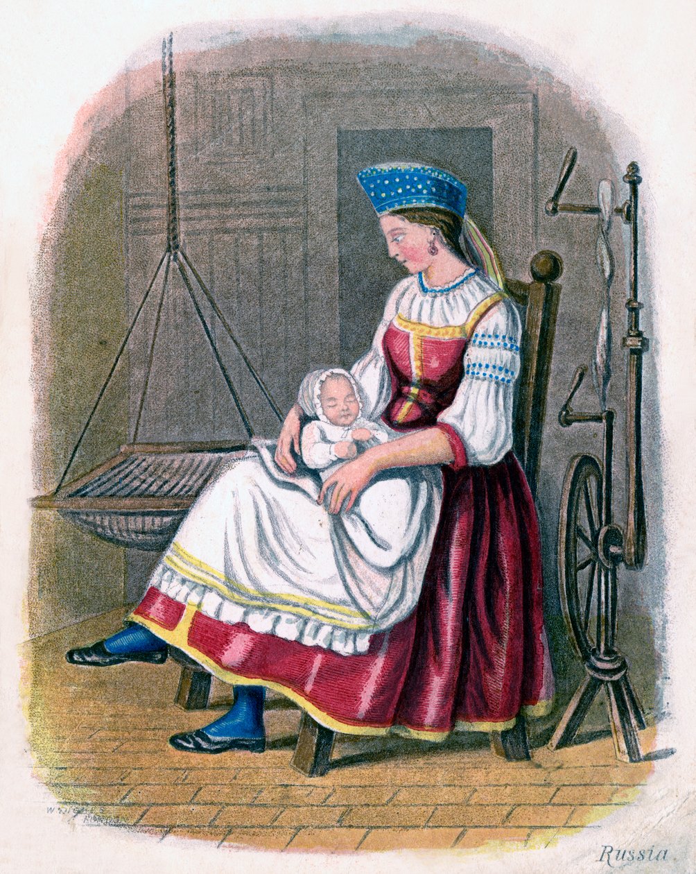 ロシアの女と赤ちゃん、1809年。 作： W.ディックス