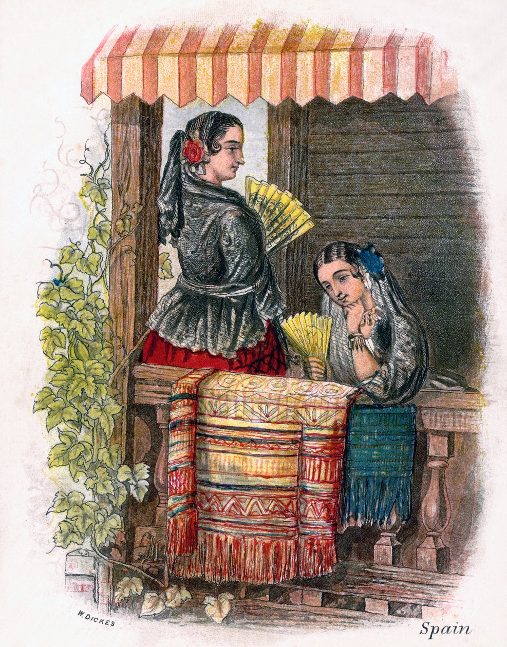 スペインの少女、1809年。 作： W.ディックス