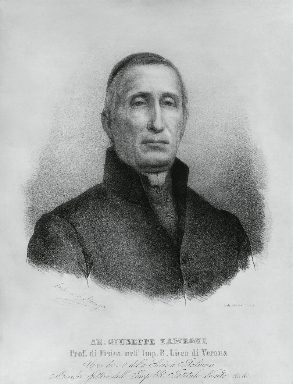 イタリアのカトリック司祭で物理学者のジュゼッペ・ザンボーニ（1776-1846）の肖像 作： WG（後）セイヤー