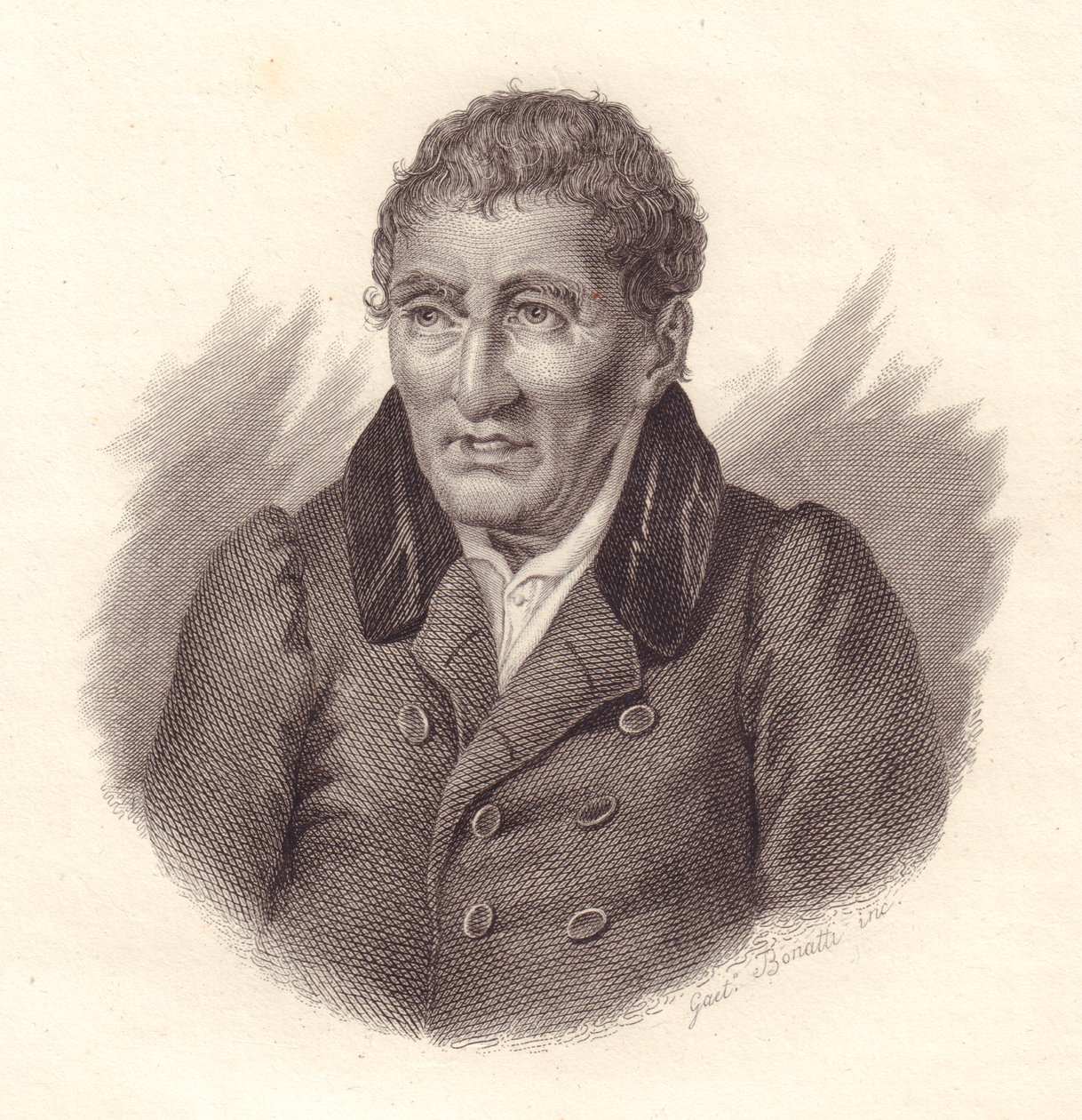 イタリアの詩人ヤコポ・ヴィットレッリ（1749-1835）の肖像、ボナッティの銅版画 作： WG（後）セイヤー