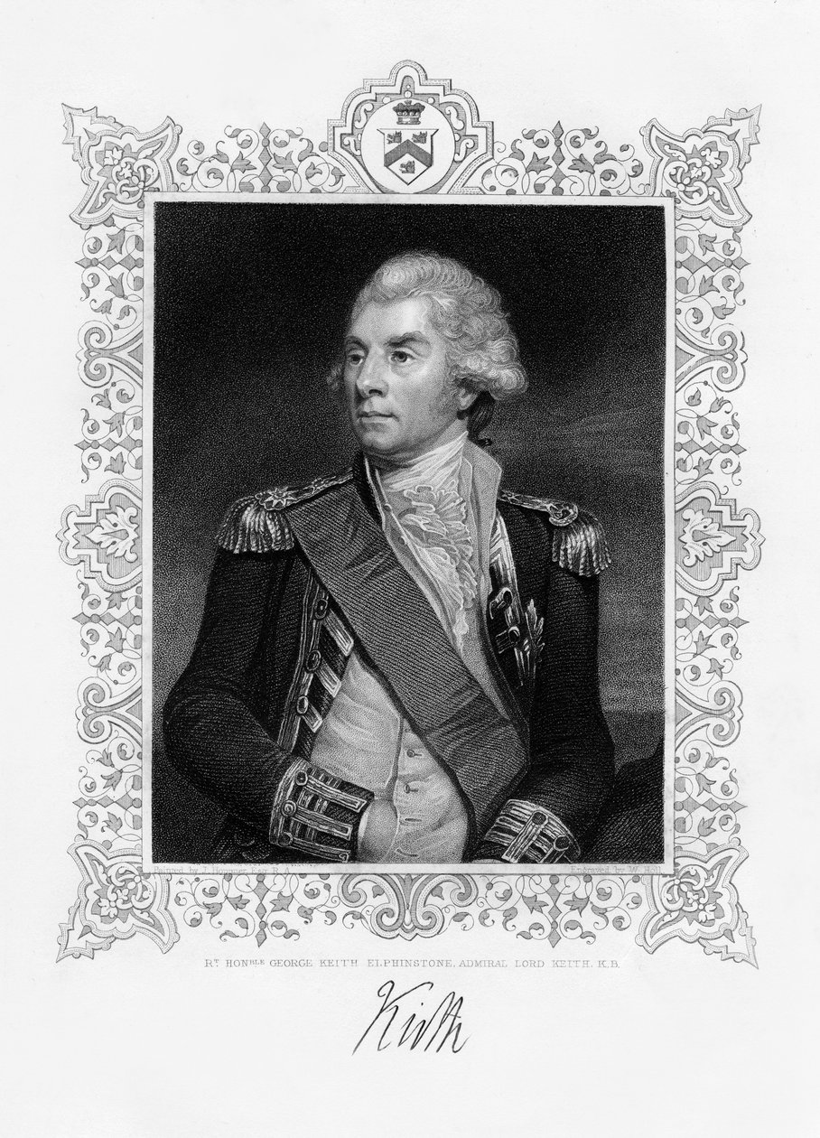 ジョージキースエルフィンストーン、第1子爵キース、イギリス海軍大将、19世紀。 作： W.ホール