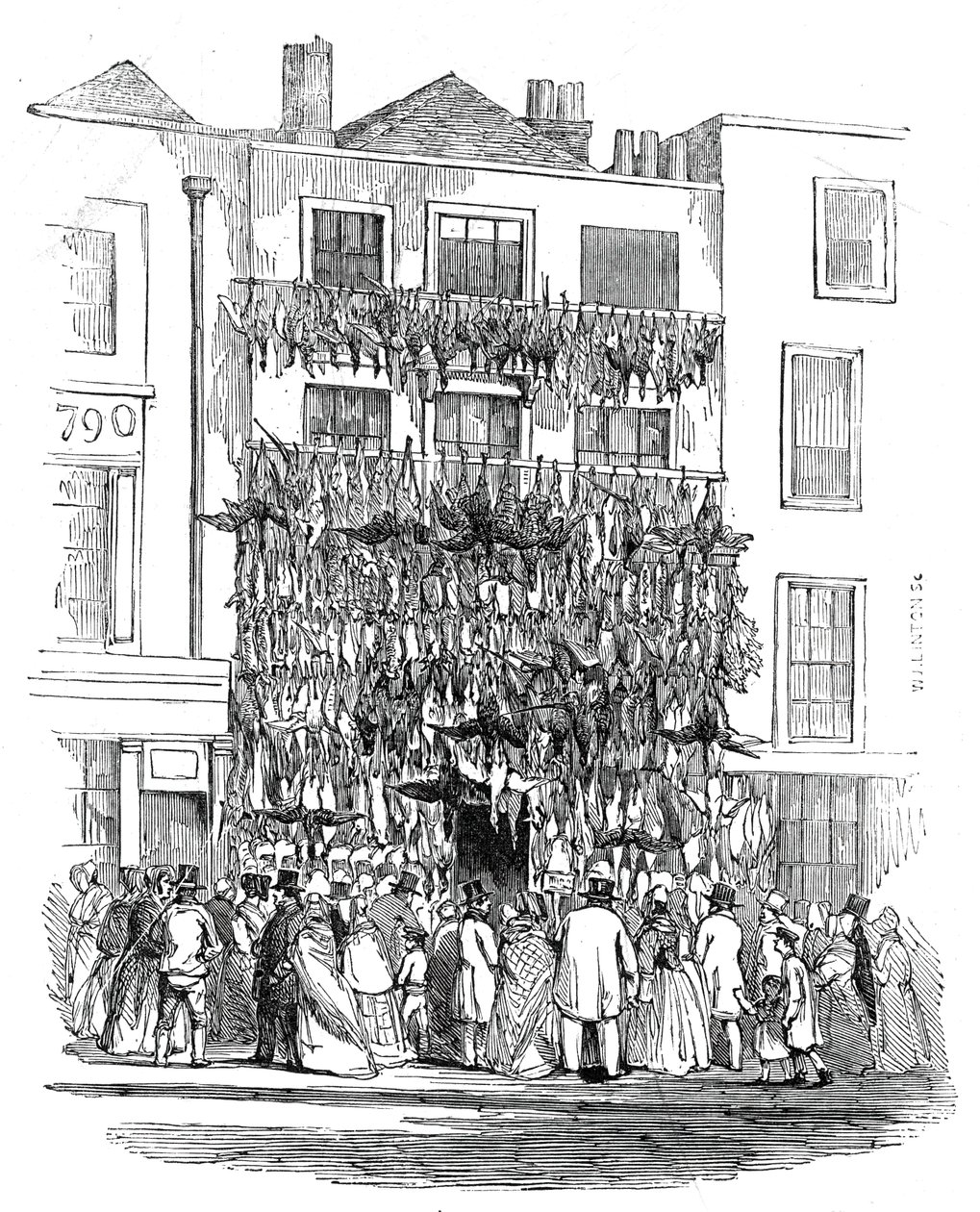 1845年、ホルボーン・ヒルのポールテラーの店。 作： WJリントン
