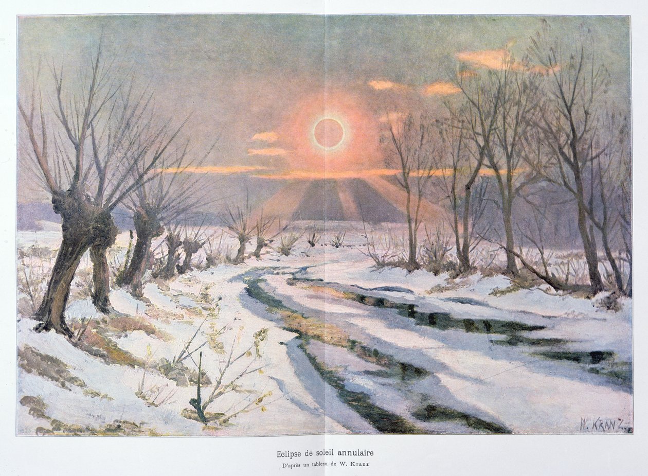 H. Kraemerによる「L&39;Univers et l&39;Humanite」のイラストによる太陽の金環日食 作： W.クランツ