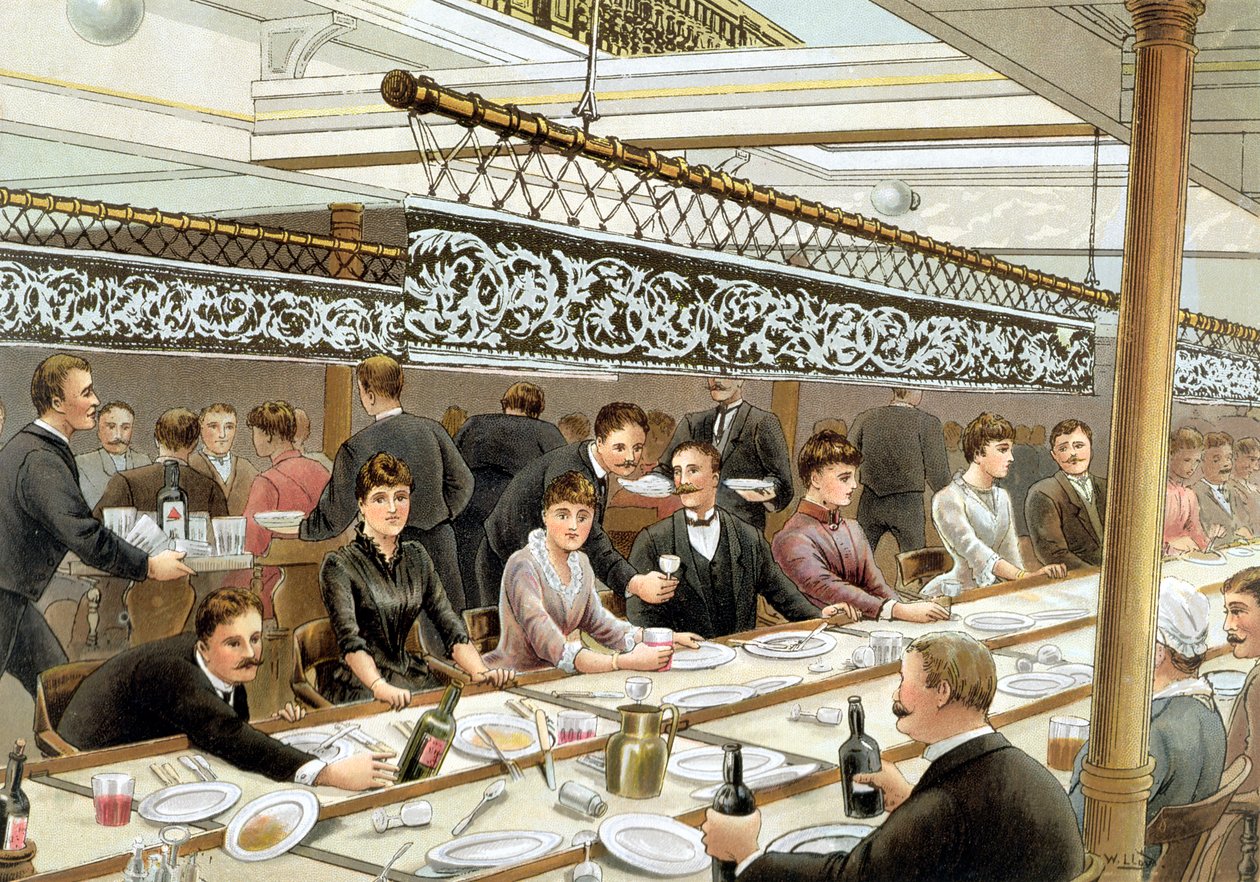 イン・ザ・ベイ、ディナータイム-「P und O Pencillings」の西洋のうねり、1890年頃 作： W.ロイド
