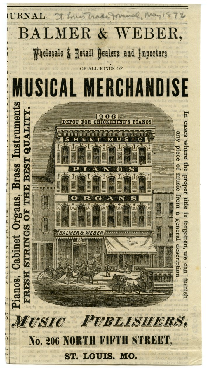 Balmer and Weber Wholesale and Retail Dealers and Importers of Musical Merchandise、206 NorthFourthStreet。 作： W.マックウィッツ