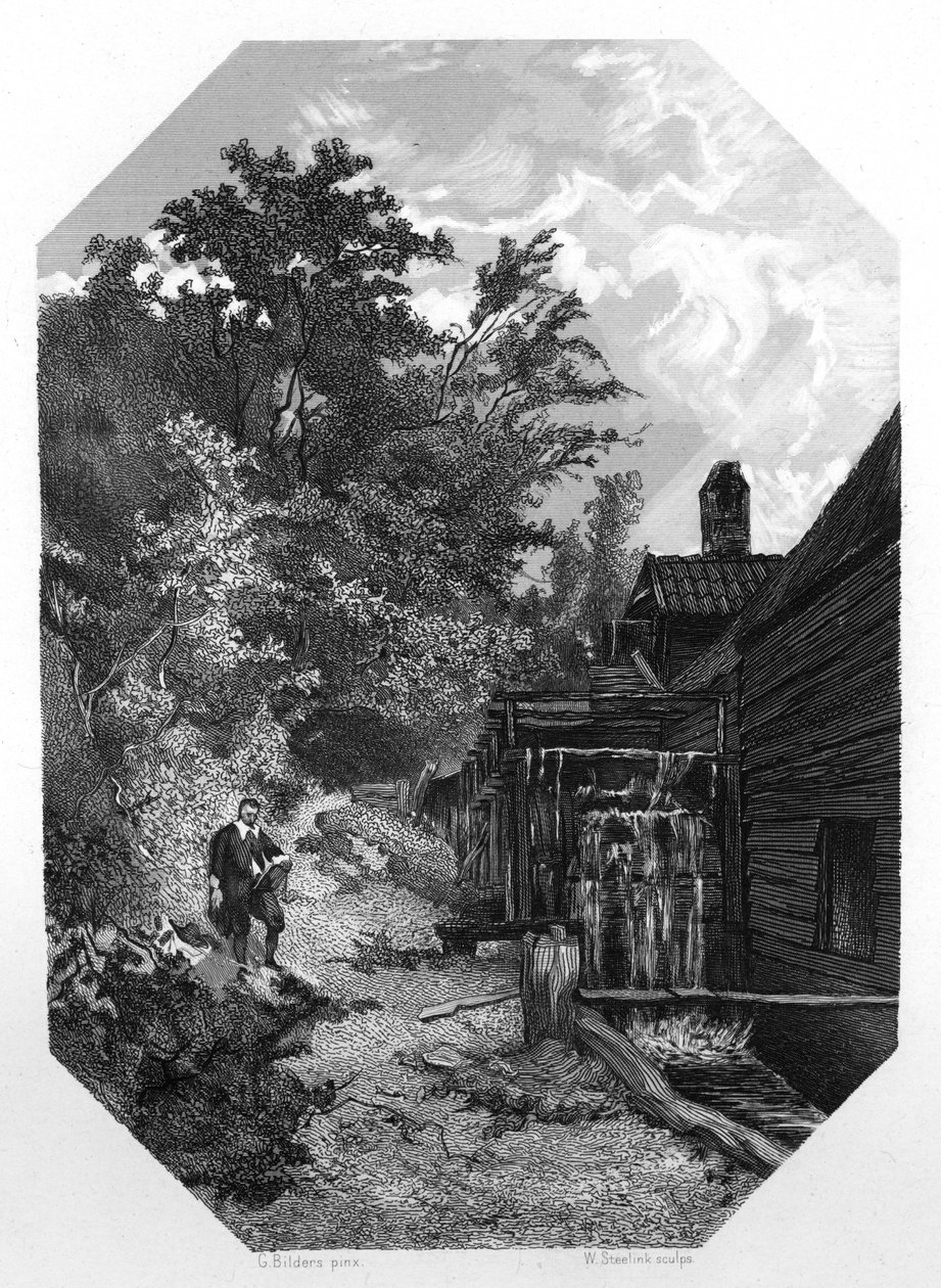ジェイコブファンルイスダール、17世紀オランダの風景画家、c1870。 作： W.スティーリンク